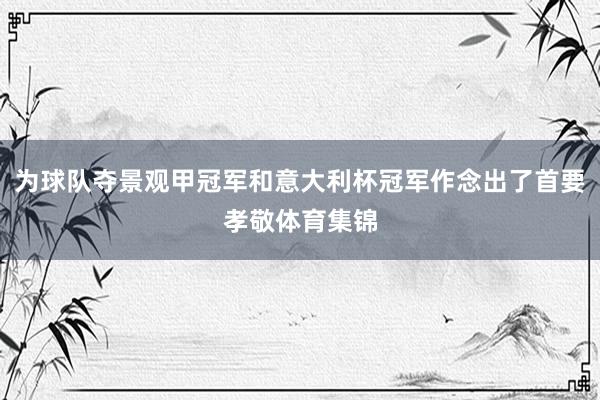 为球队夺景观甲冠军和意大利杯冠军作念出了首要孝敬体育集锦